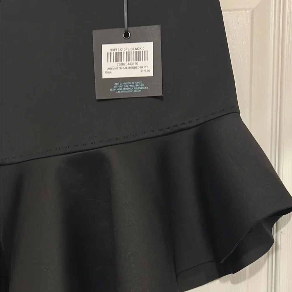 NWT🖤Cynthia Rowley Black Asymmetrical Flounce Skirt. Size 0